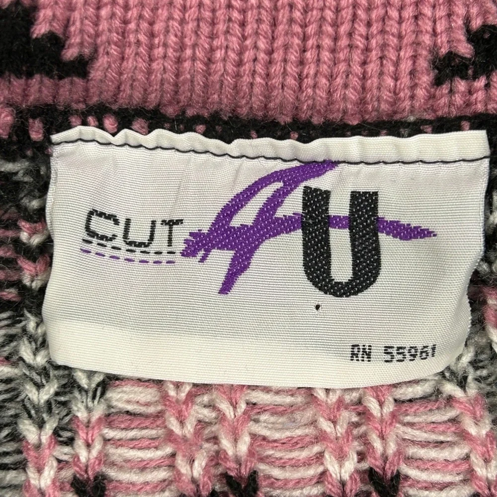 Vintage Cut 4 U Womens Oversized Sweater One Size Retro 80s Eclectic Funky Pink - Picture 5 of 9